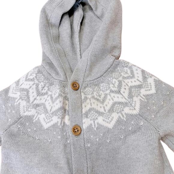 Little Planet Organic Cotton Gray Fair Isle Sweater Body Suit 6m - Picture 4 of 5